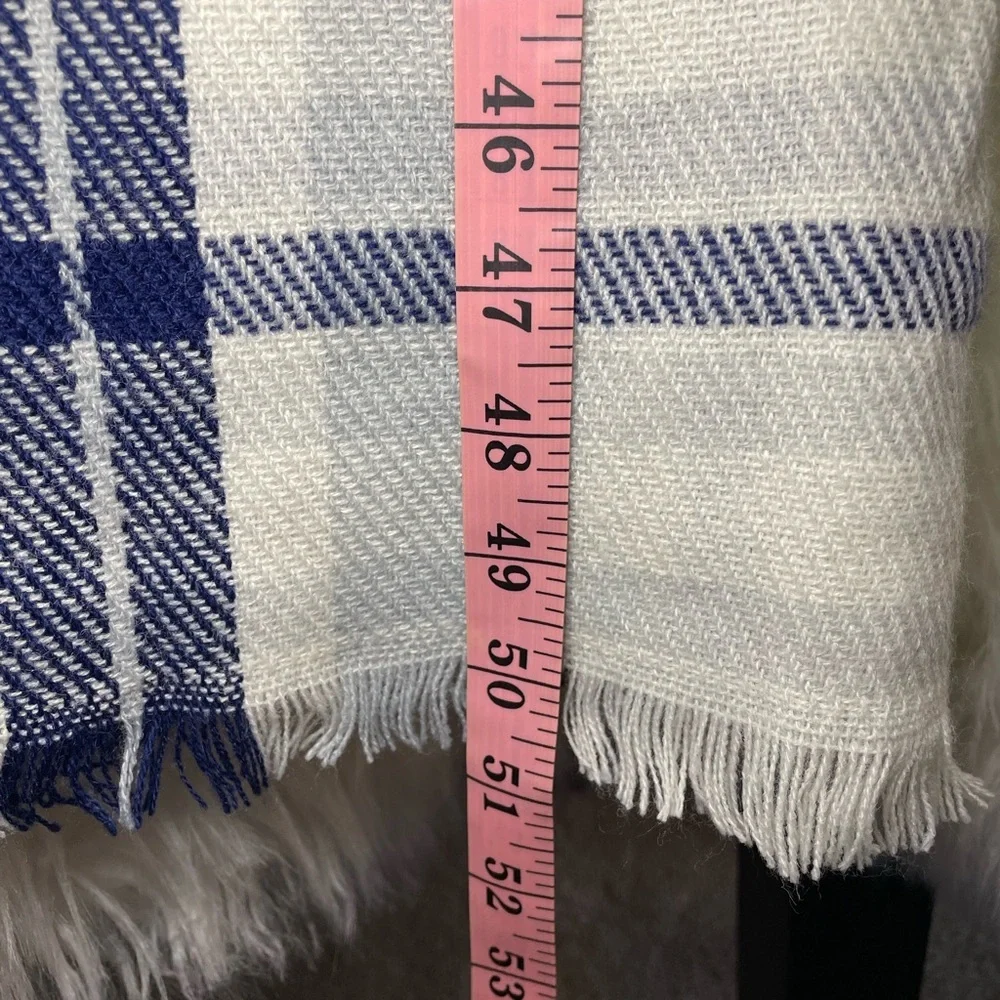 White and Blue Plaid Scarf/Shawl